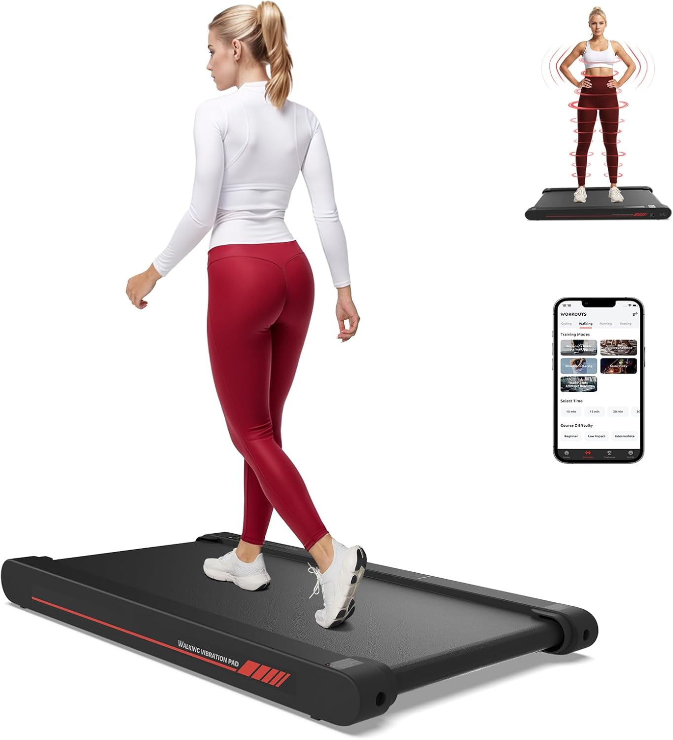 4-in-1 Under-Desk Vibration Walking Pad for Home & Office