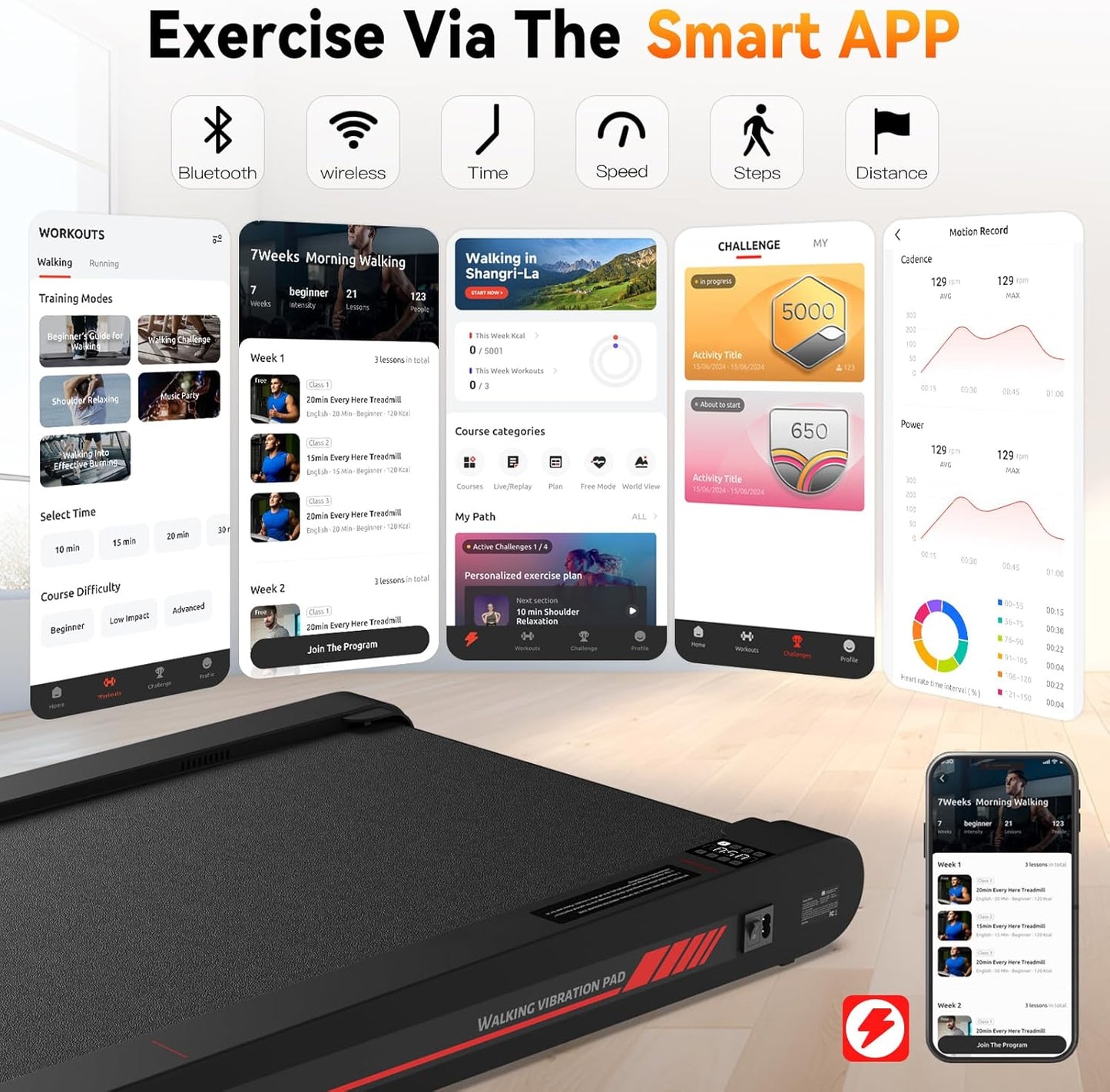 4-in-1 Under-Desk Vibration Walking Pad for Home & Office