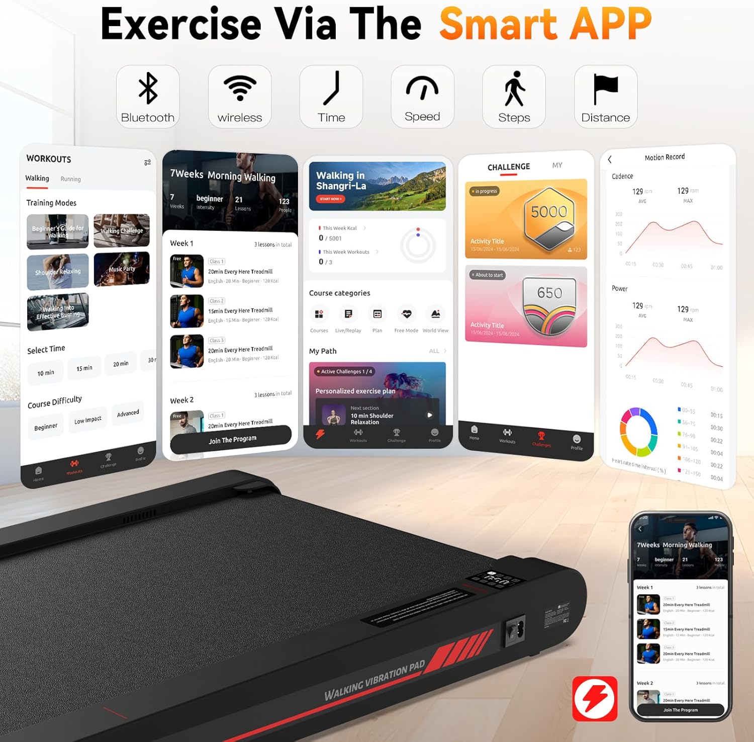 4-in-1 Under-Desk Vibration Walking Pad for Home & Office